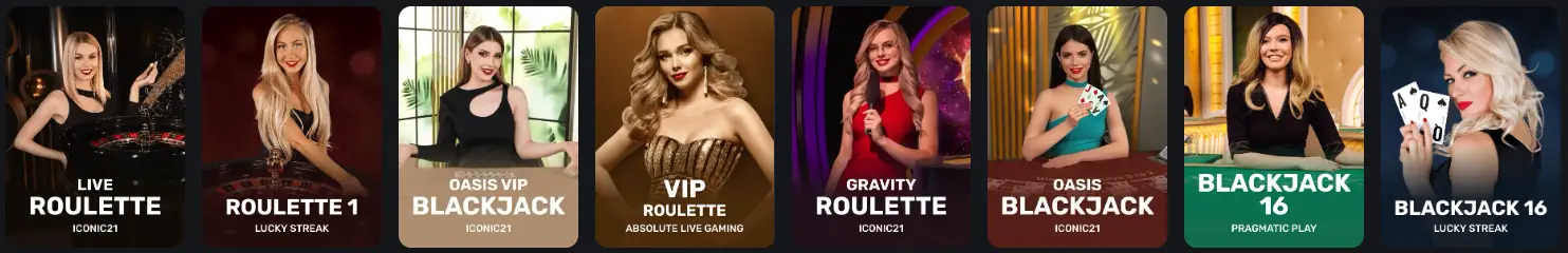 Falcon Live Casino Games Section